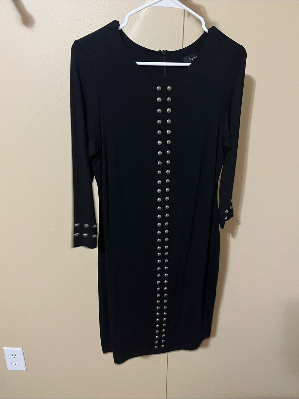 Karen Kane Black Long-Sleeve Sheath Dress with Silver Studs